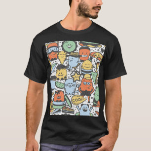 Sommermonster, farbenfrohe, nahtlose Muster T-Shirt