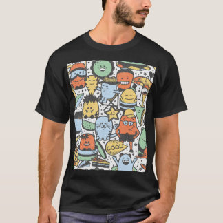 Sommermonster, farbenfrohe, nahtlose Muster T-Shirt