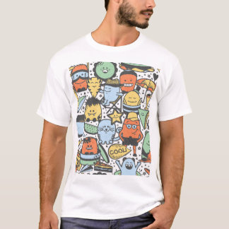 Sommermonster, farbenfrohe, nahtlose Muster T-Shirt