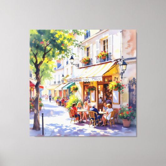 Sommermorgen im Straßencafé Leinwanddruck (Vorderseite)