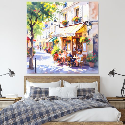 Sommermorgen im Straßencafé Leinwanddruck (Insitu (Schlafzimmer))