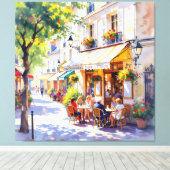 Sommermorgen im Straßencafé Leinwanddruck (Insitu (Holzboden))