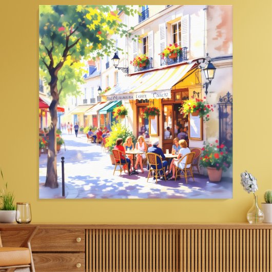 Sommermorgen im Straßencafé Leinwanddruck (Insitu (Wohnzimmer))