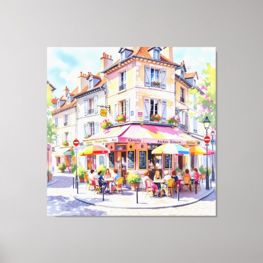 Sommermorgen im Straßencafé Leinwanddruck (Vorderseite)