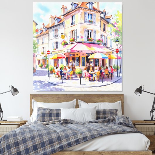 Sommermorgen im Straßencafé Leinwanddruck (Insitu (Schlafzimmer))