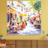 Sommermorgen im Straßencafé Leinwanddruck (Insitu (Wohnzimmer))
