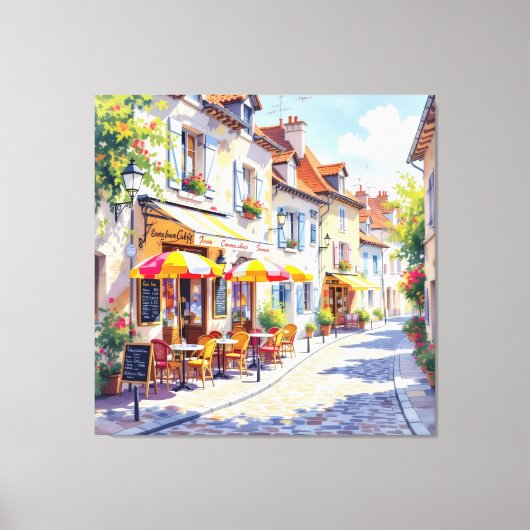 Sommermorgen im Straßencafé Leinwanddruck (Vorderseite)