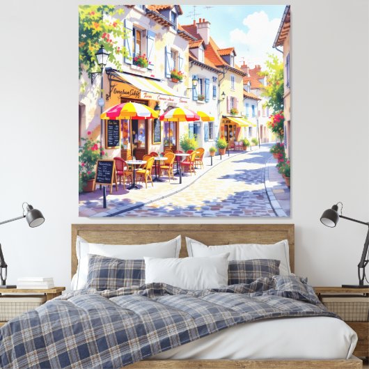 Sommermorgen im Straßencafé Leinwanddruck (Insitu (Schlafzimmer))