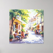 Sommermorgen im Straßencafé Leinwanddruck (Vorderseite)