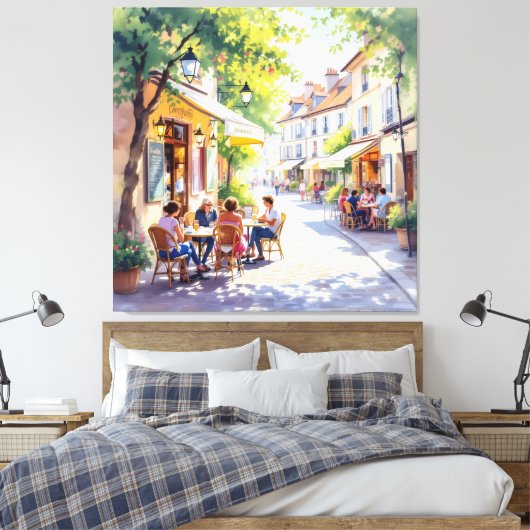 Sommermorgen im Straßencafé Leinwanddruck (Insitu (Schlafzimmer))