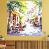 Sommermorgen im Straßencafé Leinwanddruck (Insitu (Wohnzimmer))