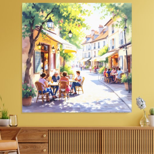 Sommermorgen im Straßencafé Leinwanddruck (Insitu (Wohnzimmer))