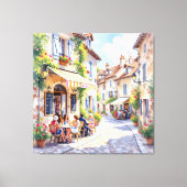 Sommermorgen im Straßencafé Leinwanddruck (Vorderseite)