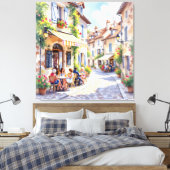 Sommermorgen im Straßencafé Leinwanddruck (Insitu (Schlafzimmer))