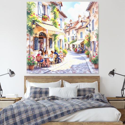 Sommermorgen im Straßencafé Leinwanddruck (Insitu (Schlafzimmer))