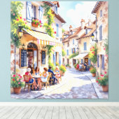 Sommermorgen im Straßencafé Leinwanddruck (Insitu (Holzboden))