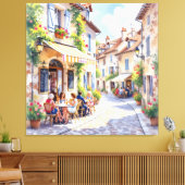 Sommermorgen im Straßencafé Leinwanddruck (Insitu (Wohnzimmer))