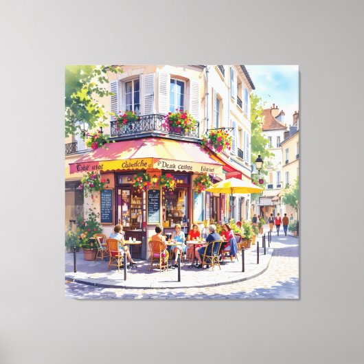 Sommermorgen im Straßencafé Leinwanddruck (Vorderseite)