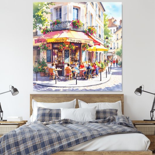 Sommermorgen im Straßencafé Leinwanddruck (Insitu (Schlafzimmer))