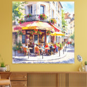 Sommermorgen im Straßencafé Leinwanddruck (Insitu (Wohnzimmer))