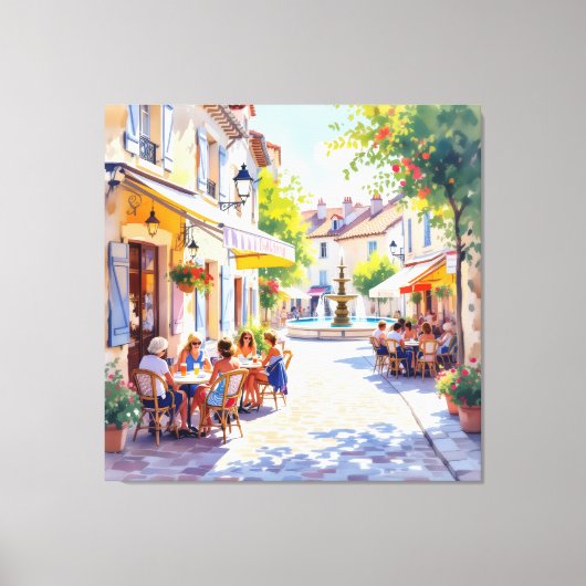 Sommermorgen im Straßencafé Leinwanddruck (Vorderseite)