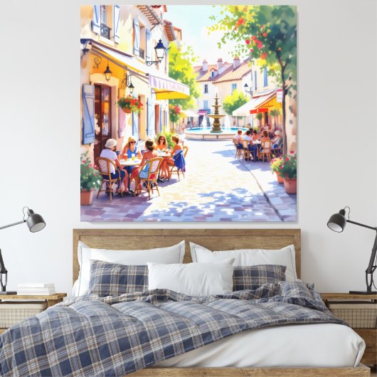 Sommermorgen im Straßencafé Leinwanddruck (Insitu (Schlafzimmer))