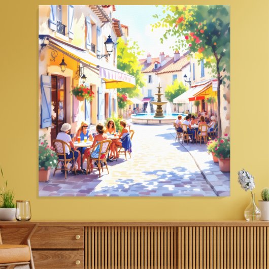 Sommermorgen im Straßencafé Leinwanddruck (Insitu (Wohnzimmer))