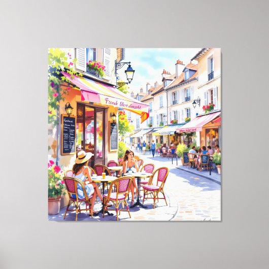 Sommermorgen im Straßencafé Leinwanddruck (Vorderseite)