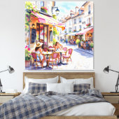 Sommermorgen im Straßencafé Leinwanddruck (Insitu (Schlafzimmer))