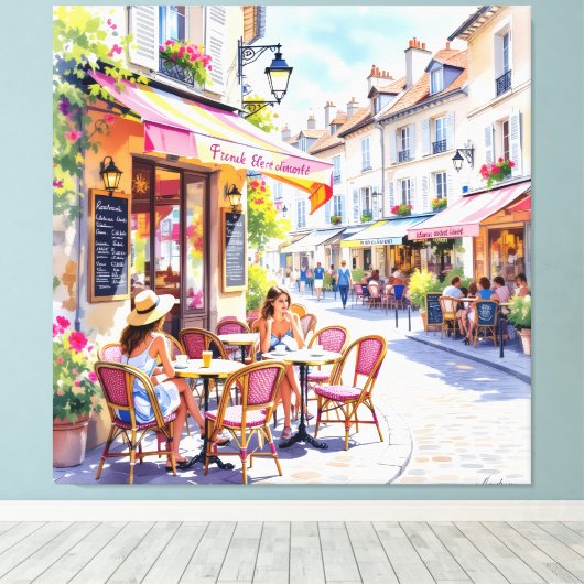 Sommermorgen im Straßencafé Leinwanddruck (Insitu (Holzboden))