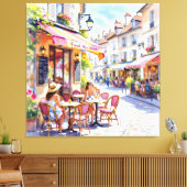 Sommermorgen im Straßencafé Leinwanddruck (Insitu (Wohnzimmer))