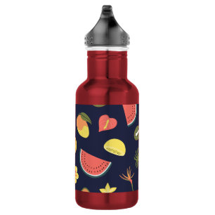 Sommermuster Aquarell niedliches frisches Obst Rot Edelstahlflasche