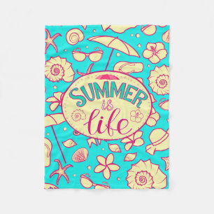 Sommermuster auf türkisfarbenem Hintergrund: Schir Fleecedecke
