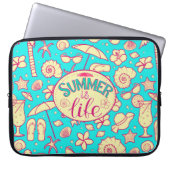 Sommermuster auf türkisfarbenem Hintergrund: Schir Laptopschutzhülle (Vorderseite)