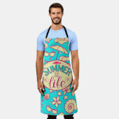 Sommermuster auf türkisfarbenem Hintergrund: Schir Schürze (Getragen)