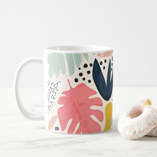 Sommermuster aus Tropenkollage Kaffeetasse (Mit Donut)