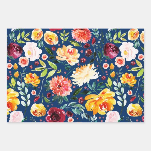 Sommermuster der Blume mit eigenem Hintergrund Geschenkpapier Set (Vorderseite 3)