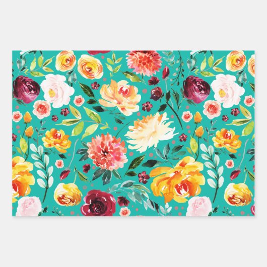 Sommermuster der Blume mit eigenem Hintergrund Geschenkpapier Set (Vorderseite 2)