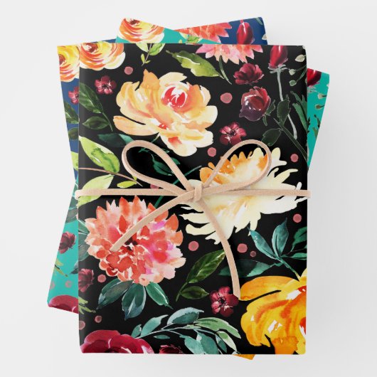 Sommermuster der Blume mit eigenem Hintergrund Geschenkpapier Set (Beispiel)