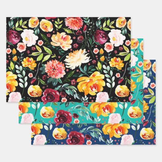 Sommermuster der Blume mit eigenem Hintergrund Geschenkpapier Set (Set)