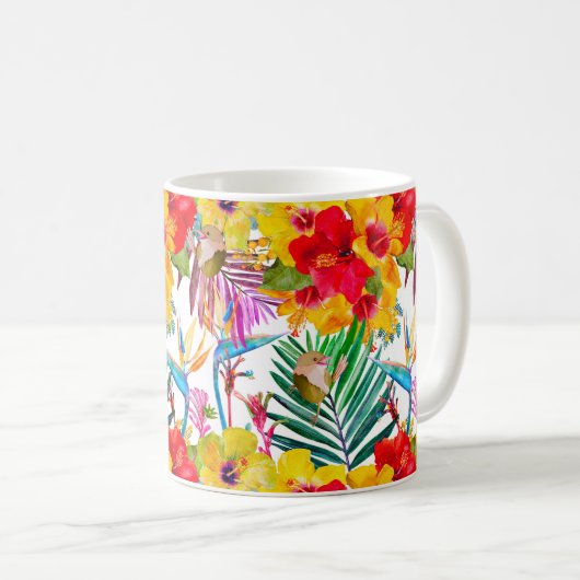 Sommermuster des tropischen Hibiskus Kaffeetasse (VorderseiteRechts)