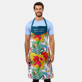 Sommermuster des tropischen Hibiskus Schürze (Getragen)