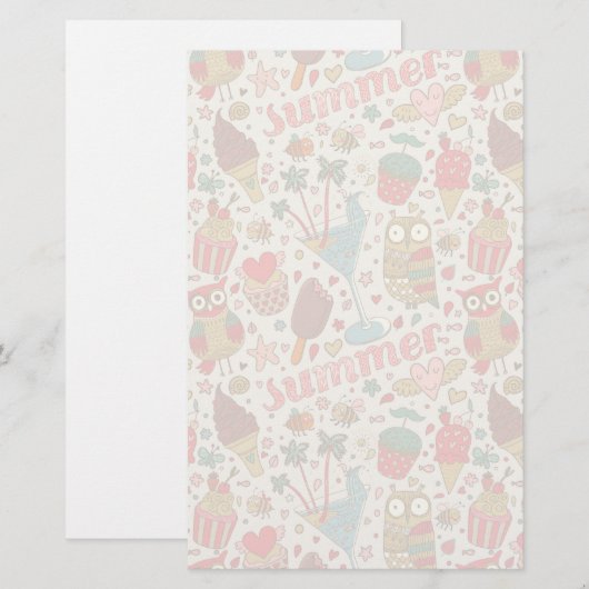 Sommermuster mit Eiscreme Briefpapier (Vorne/Hinten)