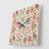 Sommermuster mit Eiscreme Quadratische Wanduhr (Winkel)