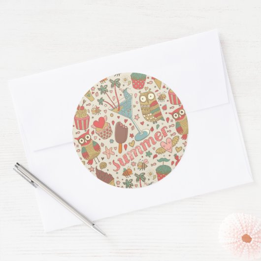 Sommermuster mit Eiscreme Runder Aufkleber (Umschlag)
