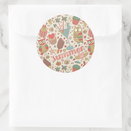 Sommermuster mit Eiscreme Runder Aufkleber (Tasche)