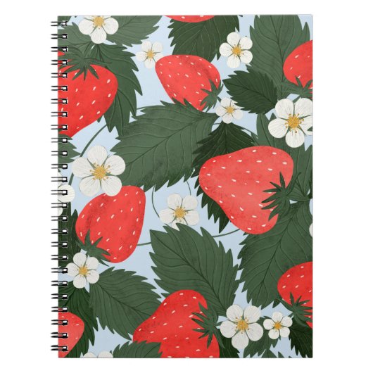 Sommermuster mit Erdbeeren. Erdbeeren Notizblock (Vorderseite)