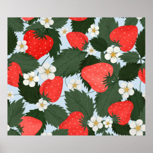 Sommermuster mit Erdbeeren. Erdbeeren Poster