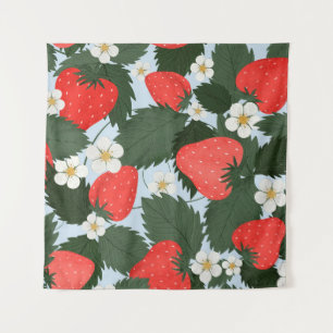 Sommermuster mit Erdbeeren. Erdbeeren Wandteppich