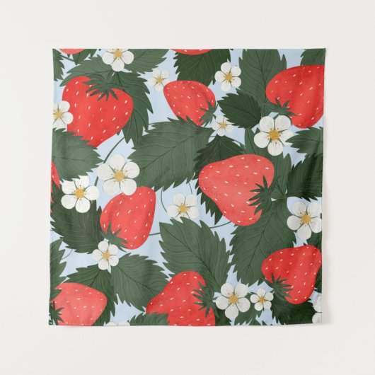 Sommermuster mit Erdbeeren. Erdbeeren Wandteppich (Vorderseite)
